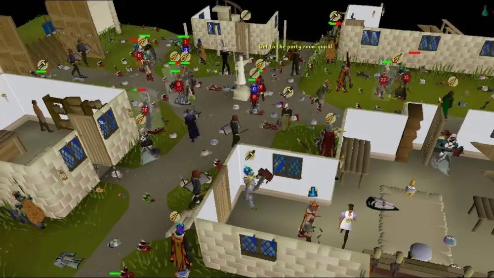 Chaos in the streets of Falador during the 2006 massacre
